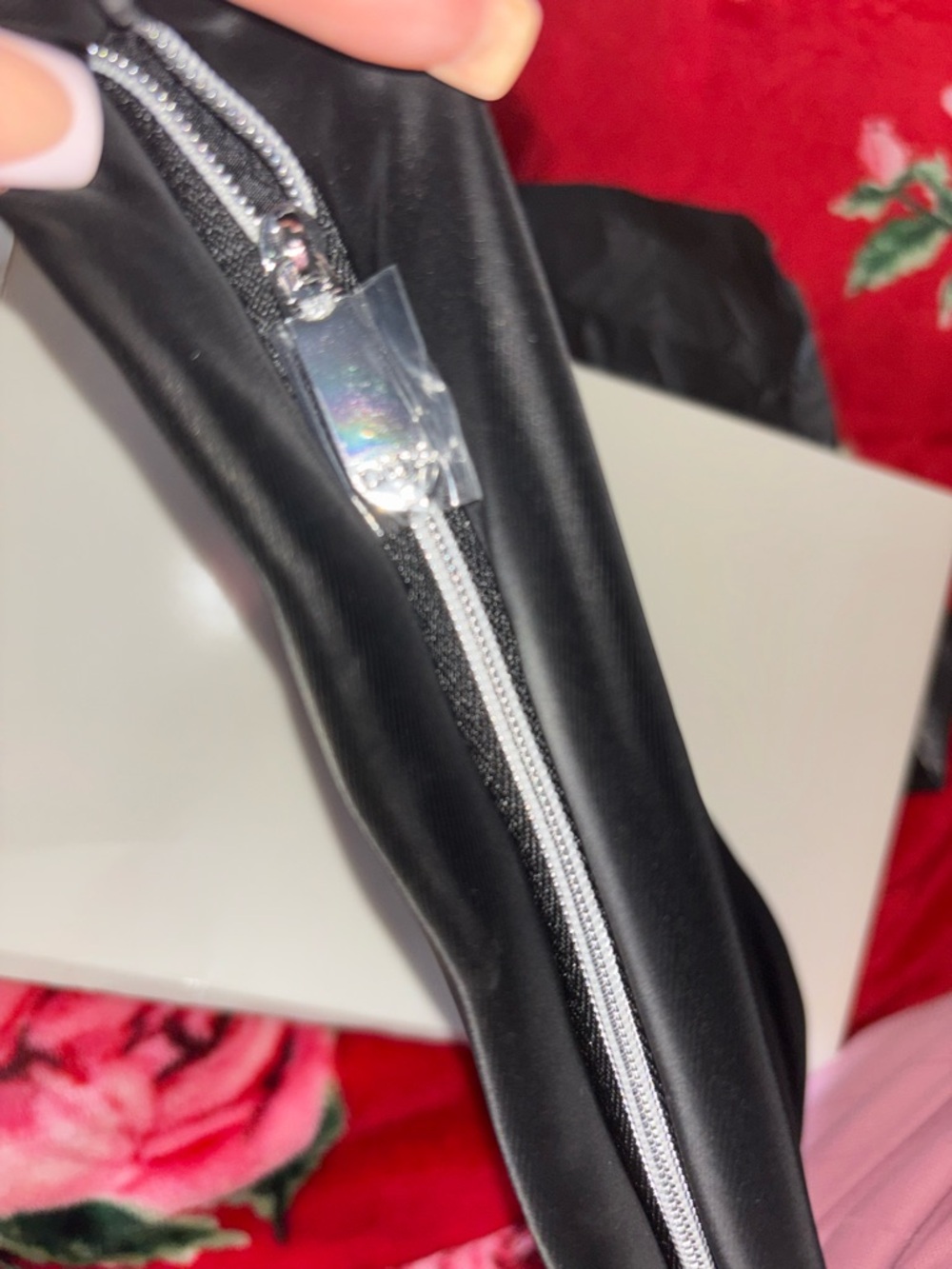 Dior Black Satin Logo Pouch with Silver Plaque - Picture 3 of 5
